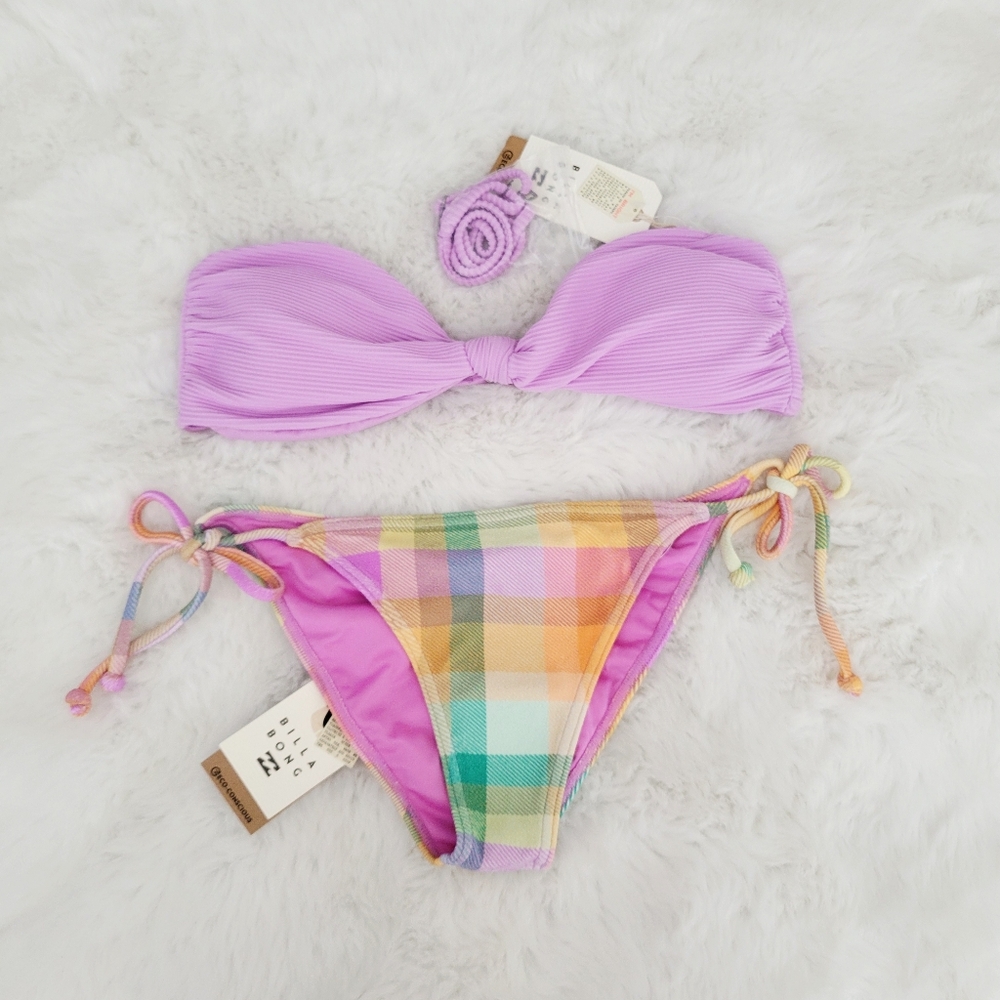 👒BILLABONG SUMMER HIGH TWIST BANDEAU BIKINI TOP & BOTTOM SIZE L